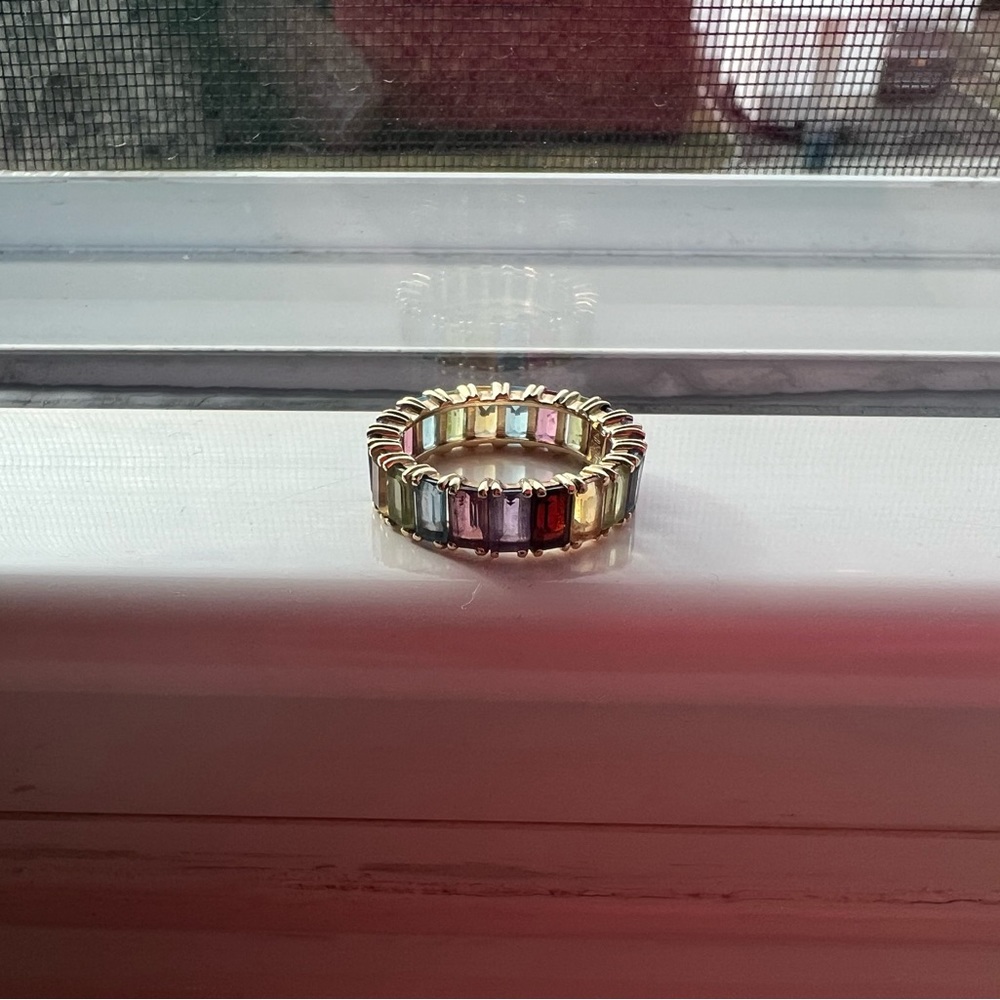 Zoe Lev Rainbow Eternity Emerald Ring. Price reflects quality. retails for 1,300